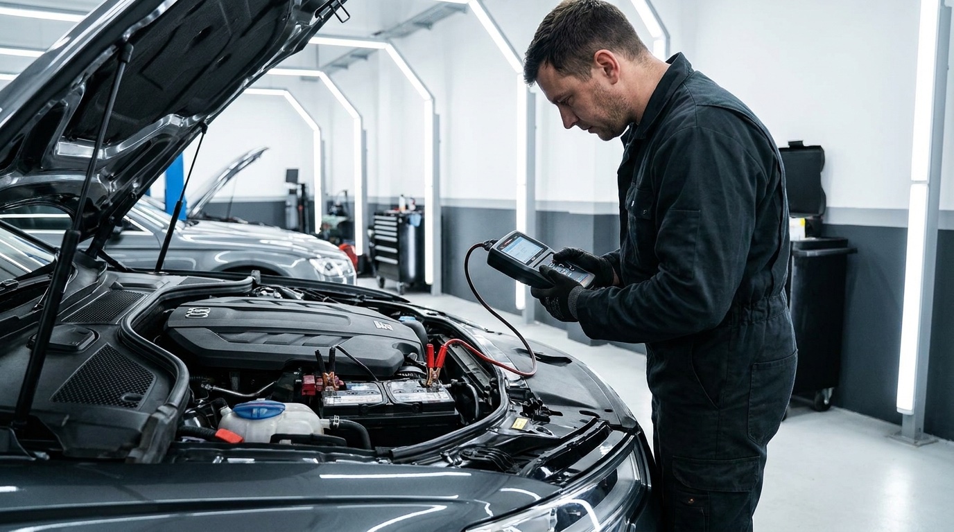 Battery testing on German car