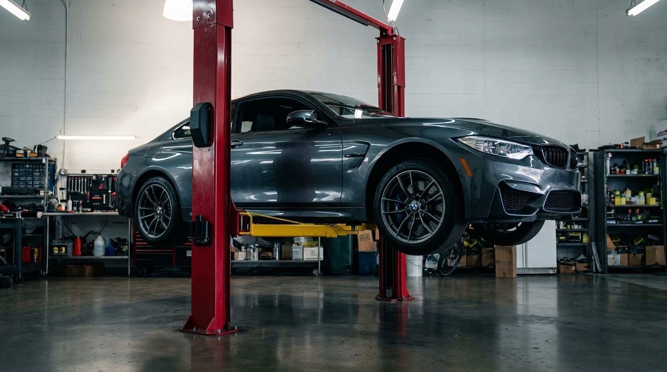 BMW in service bay