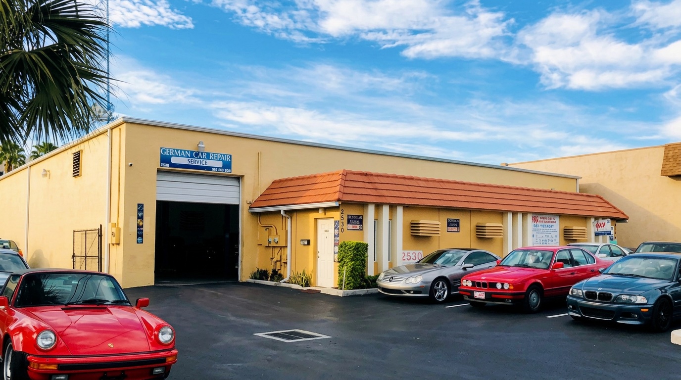 German Car Repair shop front at 2530 NW 1st Ave, Boca Raton